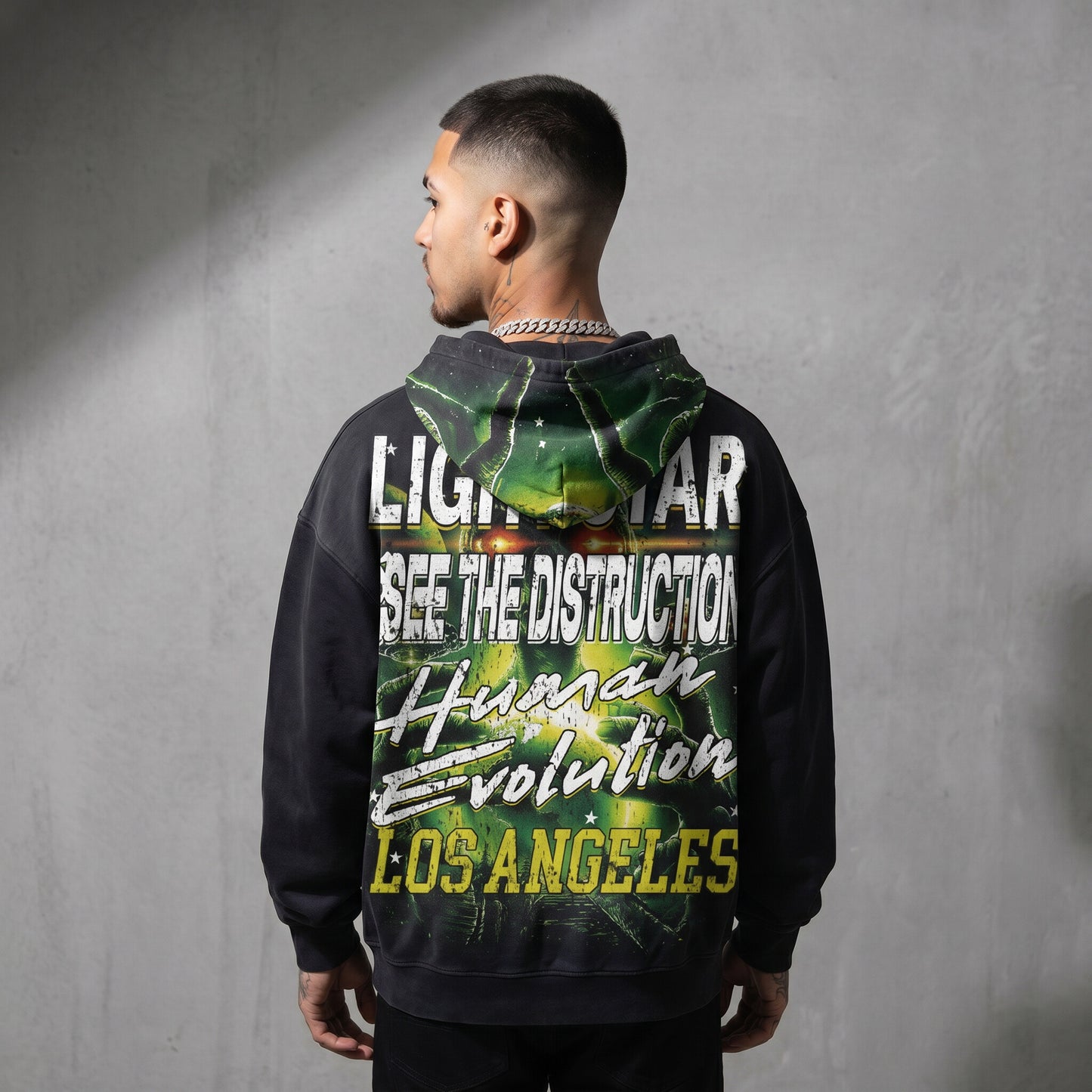 See The Distruction Zip Hoodie Vintage Black back