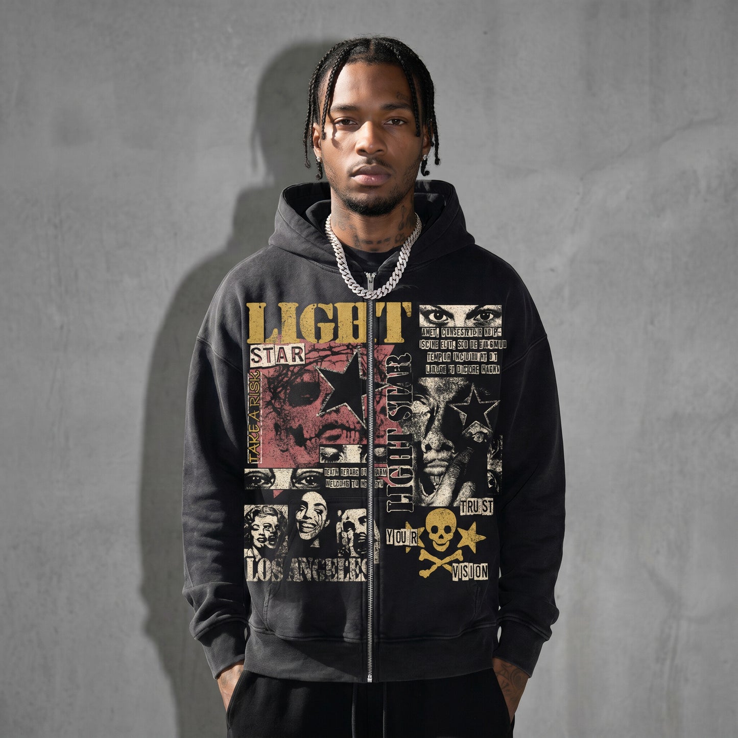 Trust Your Vision Zip Hoodie Vintage Black front