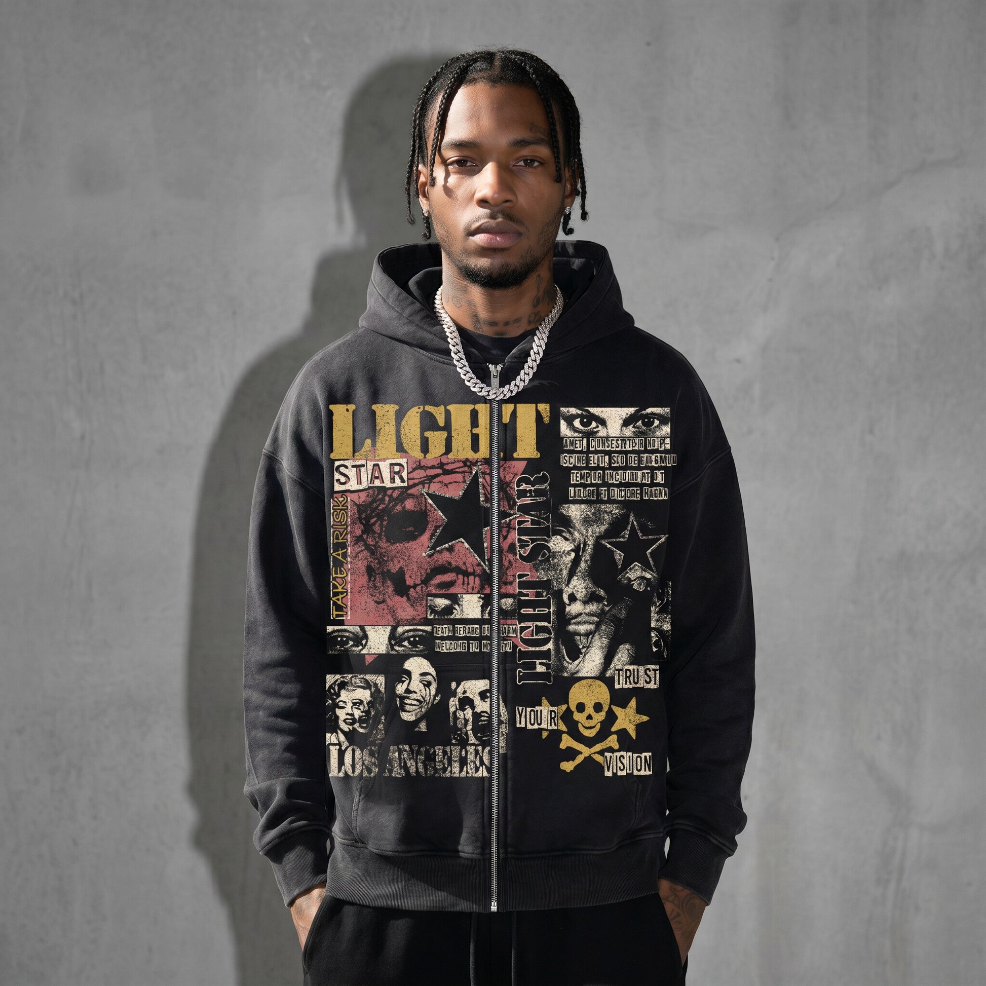Trust Your Vision Zip Hoodie Vintage Black front