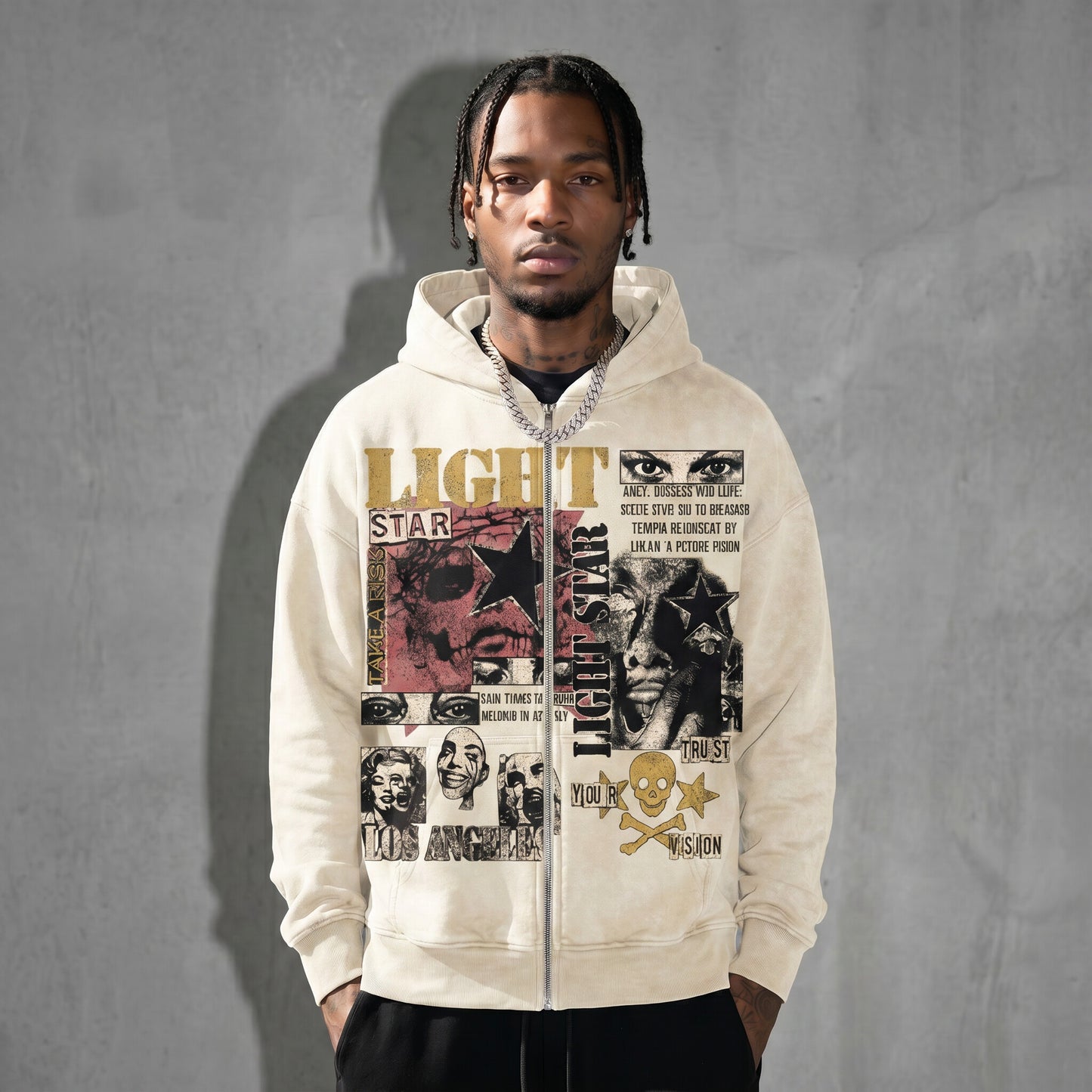 Trust Your Vision Zip Hoodie Vintage White front