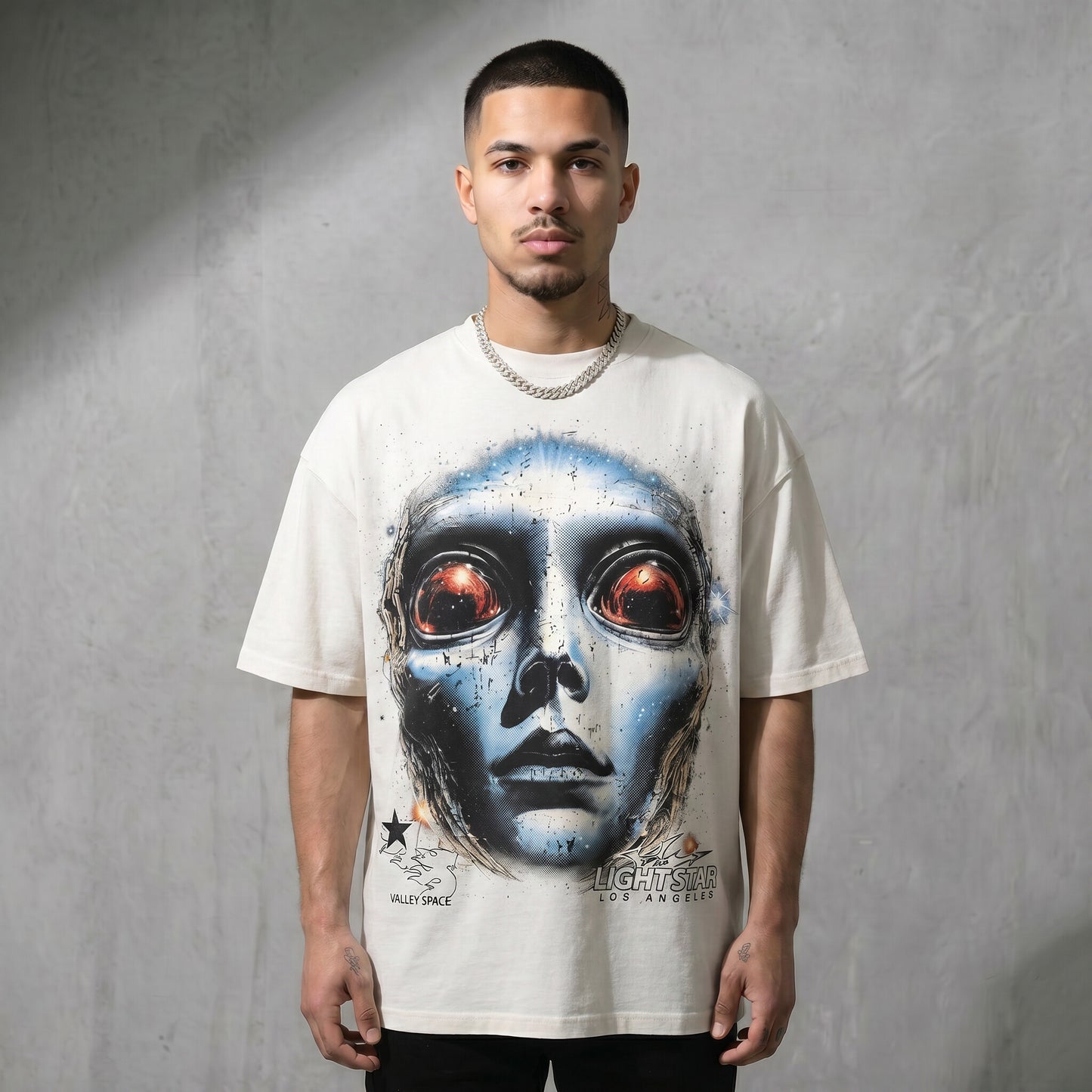Valley Space Alien Tee Bone White front