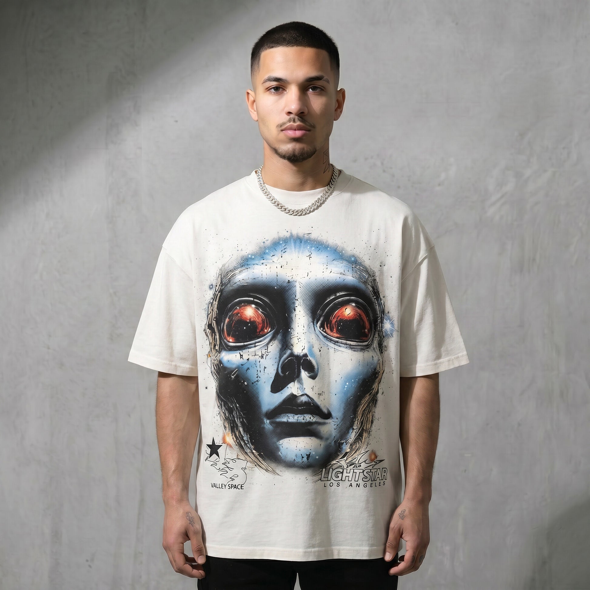 Valley Space Alien Tee Bone White front