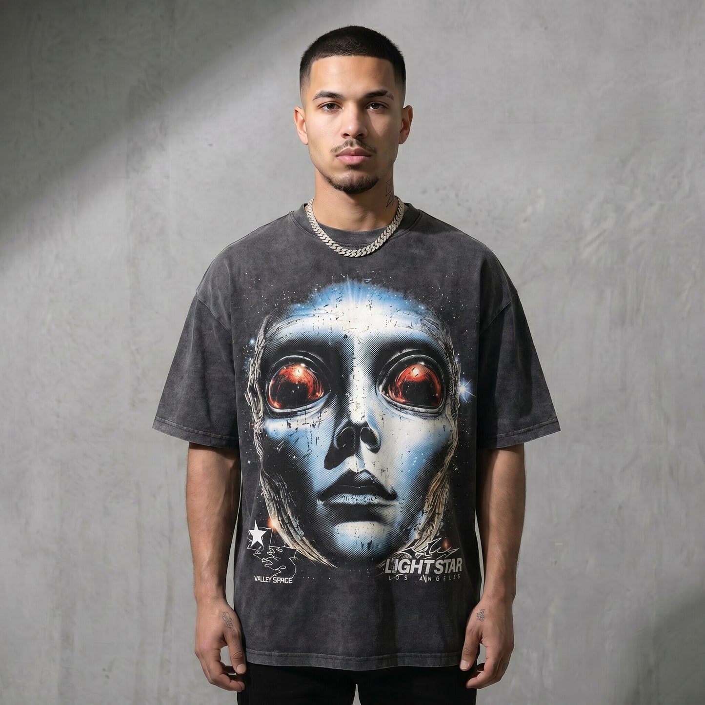 Valley Space Alien Tee Washed Black front