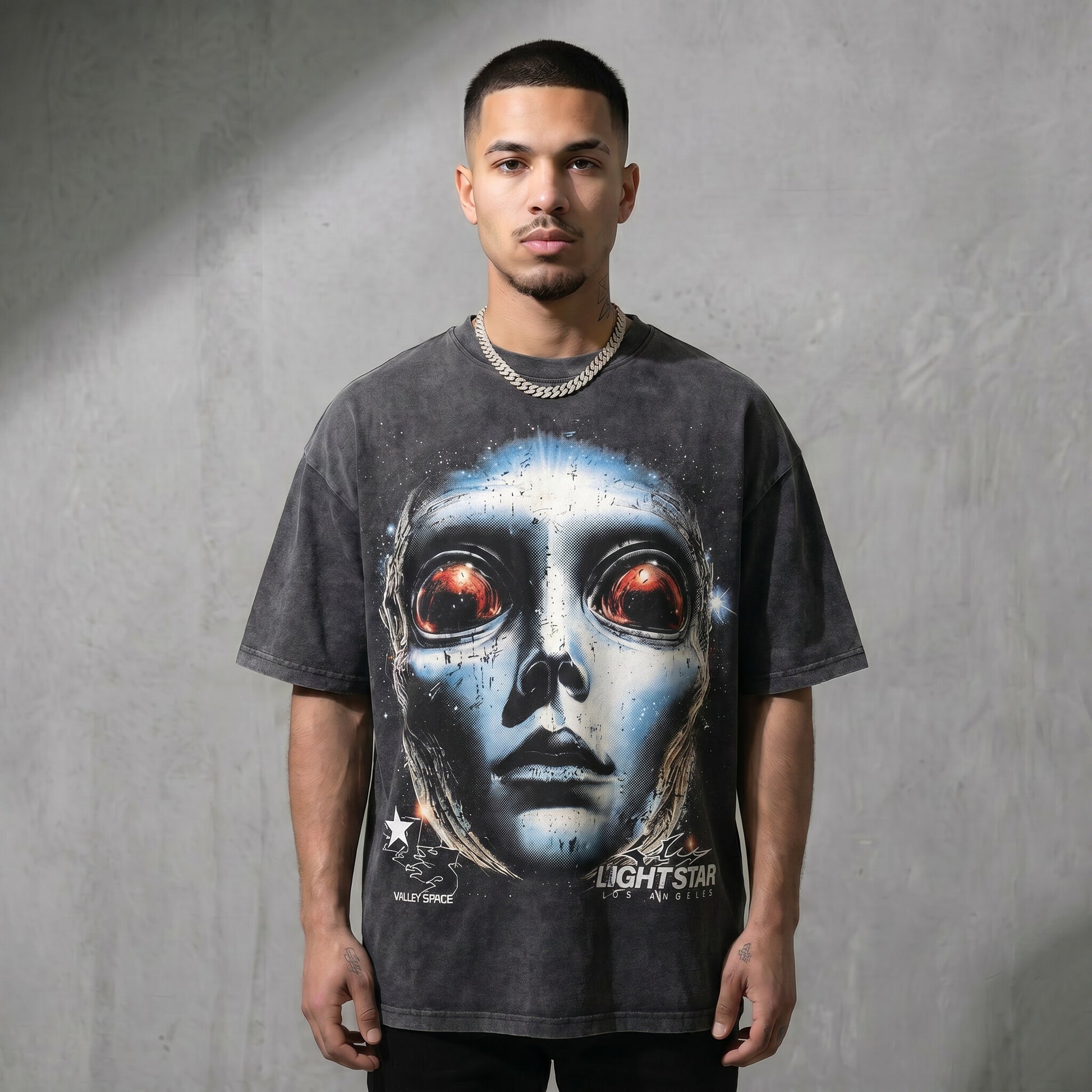 Valley Space Alien Tee Washed Black front