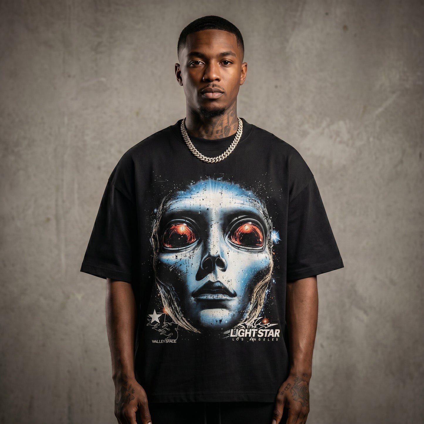 Valley Space Alien Heavy Tee Vintage Black front