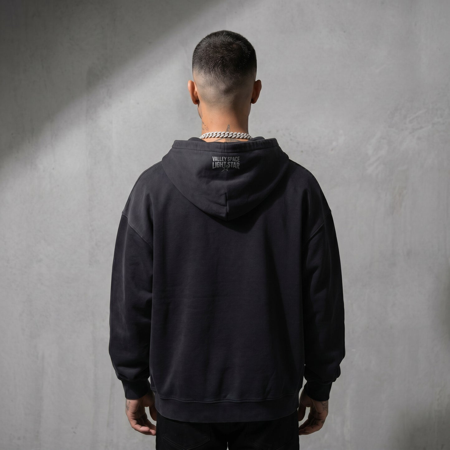 Valley Space Alien Zip Hoodie Vintage Black back
