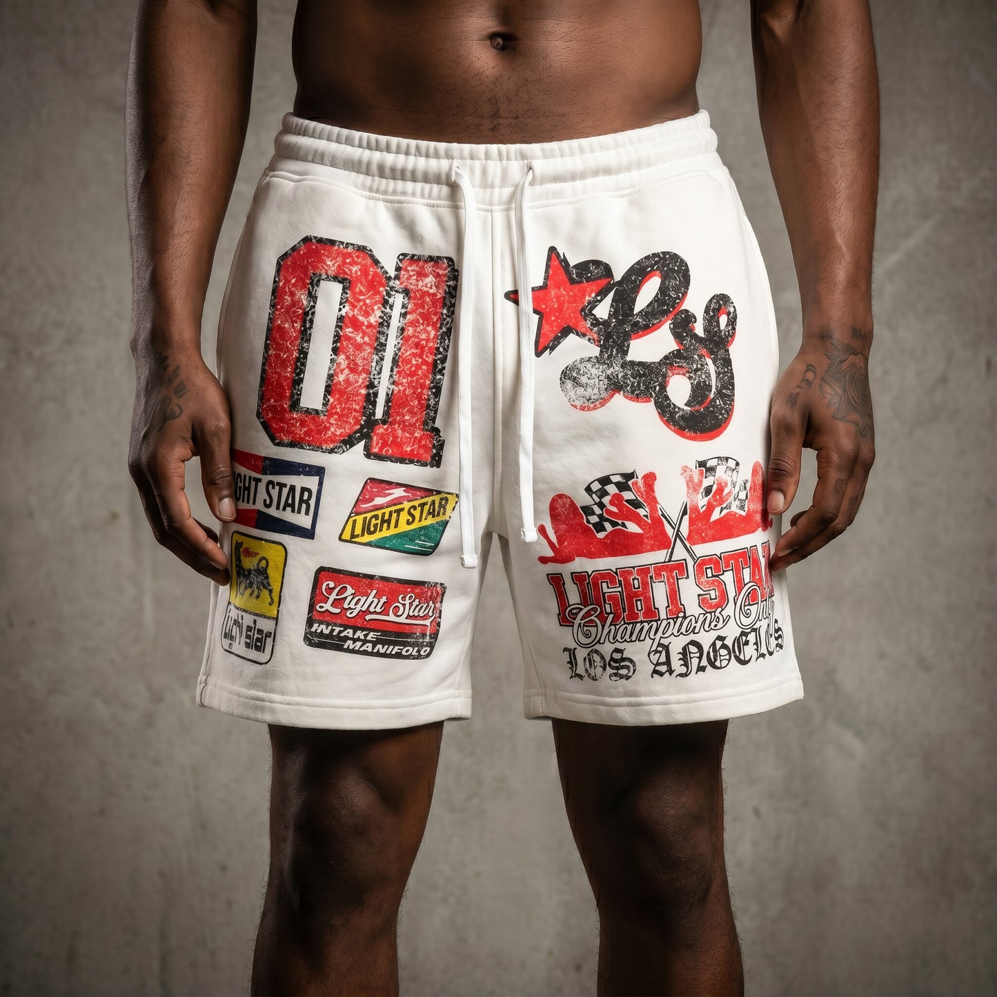 Champions Only Racing Shorts Bone White front
