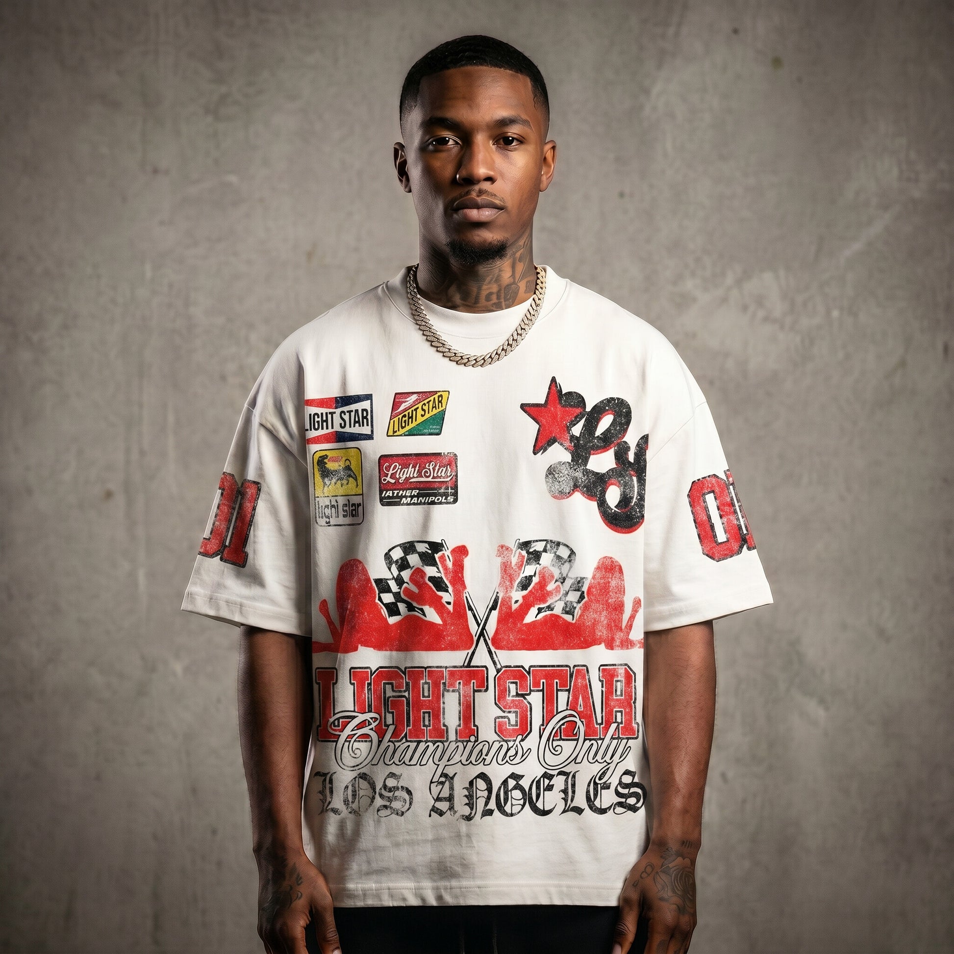 Champions Only Racing Tee Bone White front