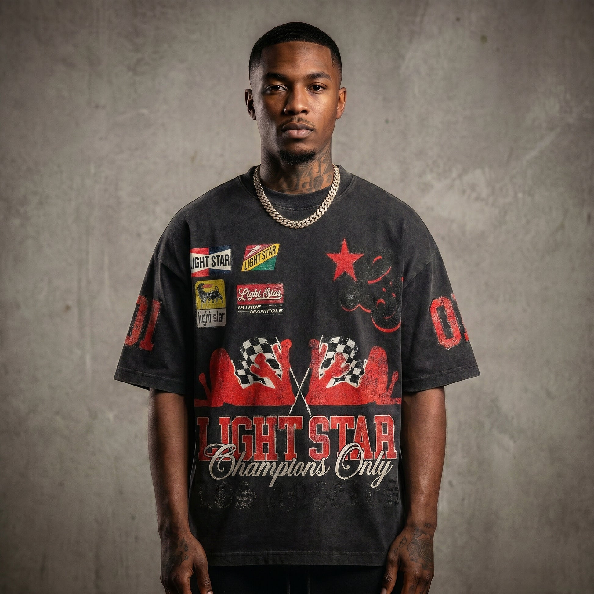 Champions Only Racing Tee Vintage Black front