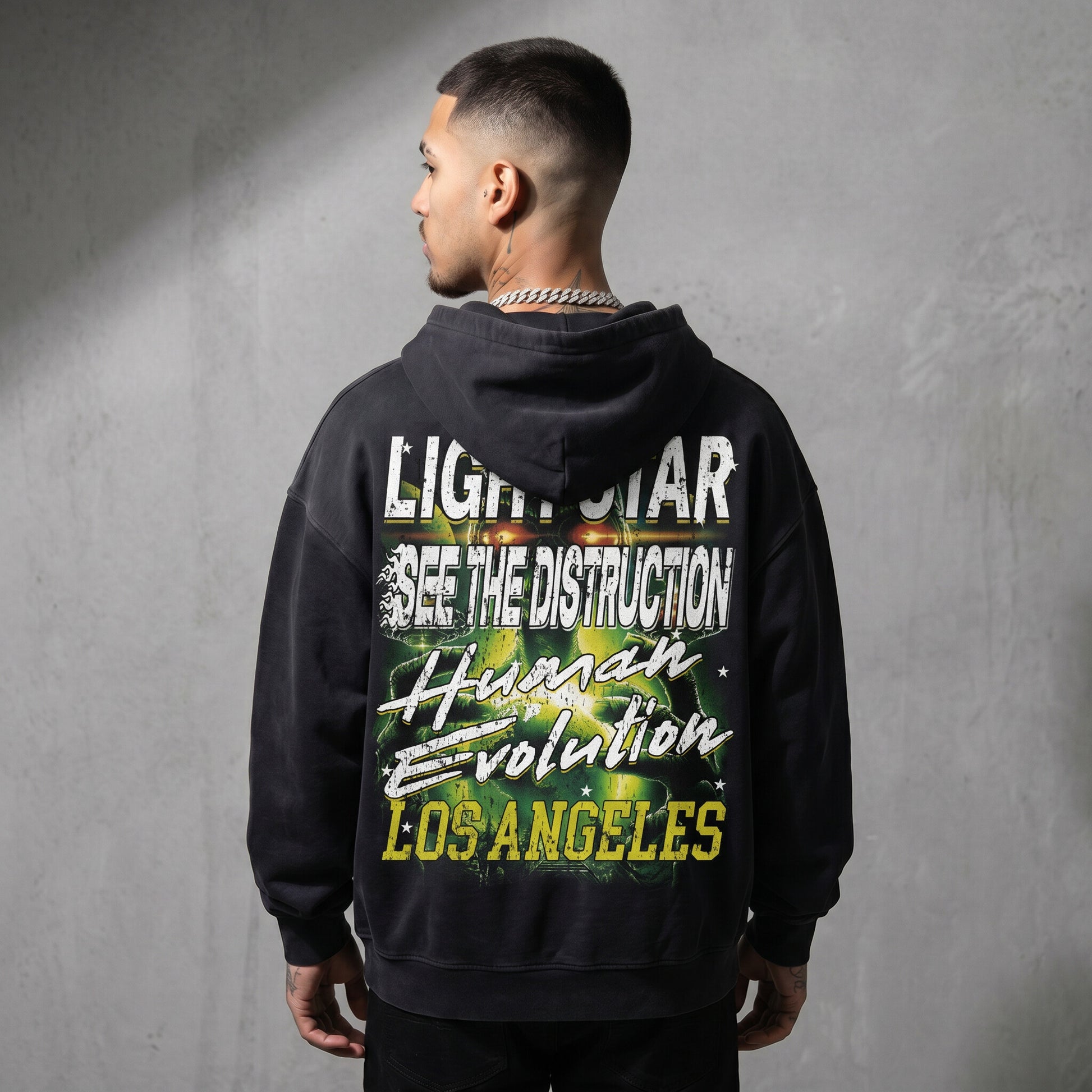 See The Distruction Hoodie Vintage Black back
