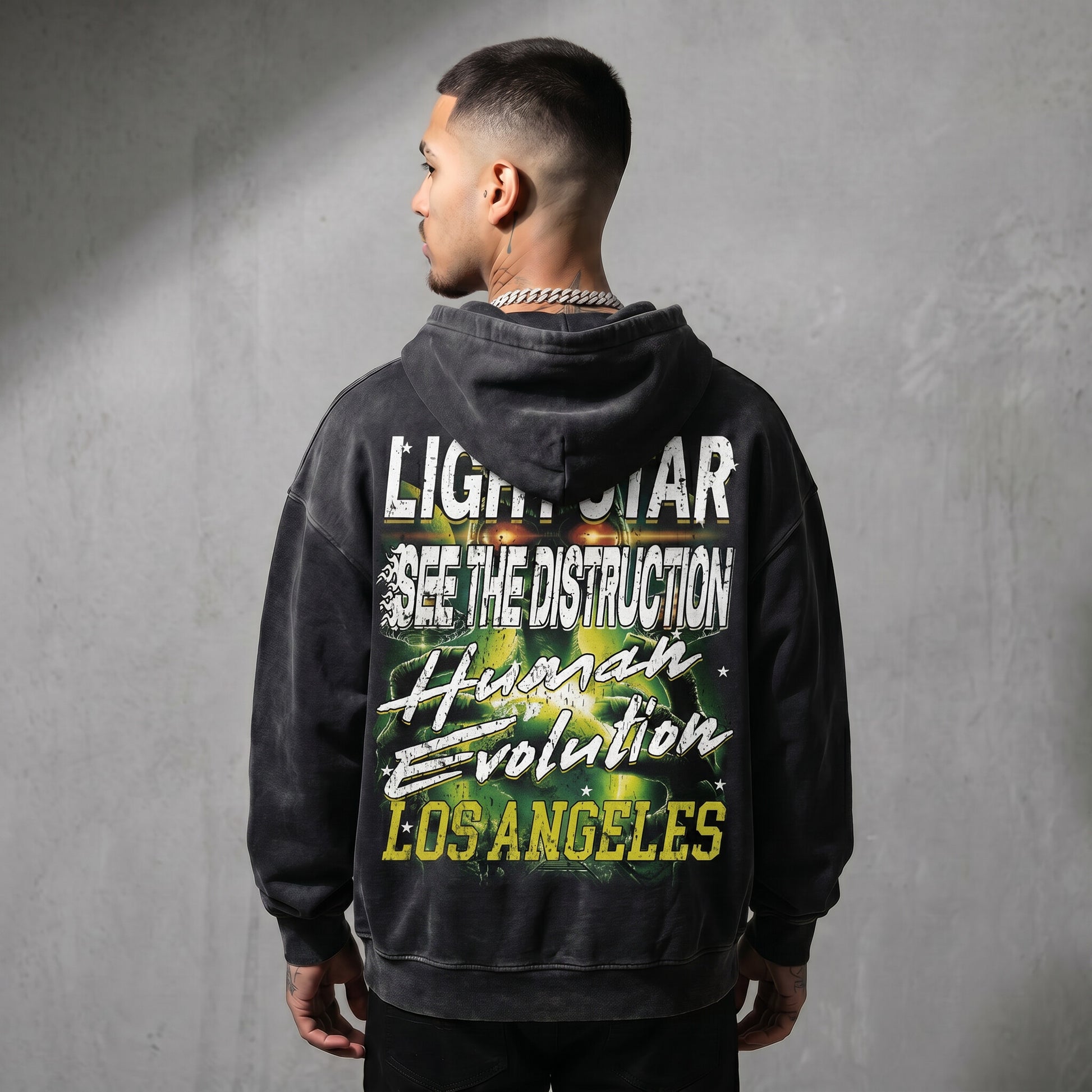 See The Distruction Hoodie Washed Black back