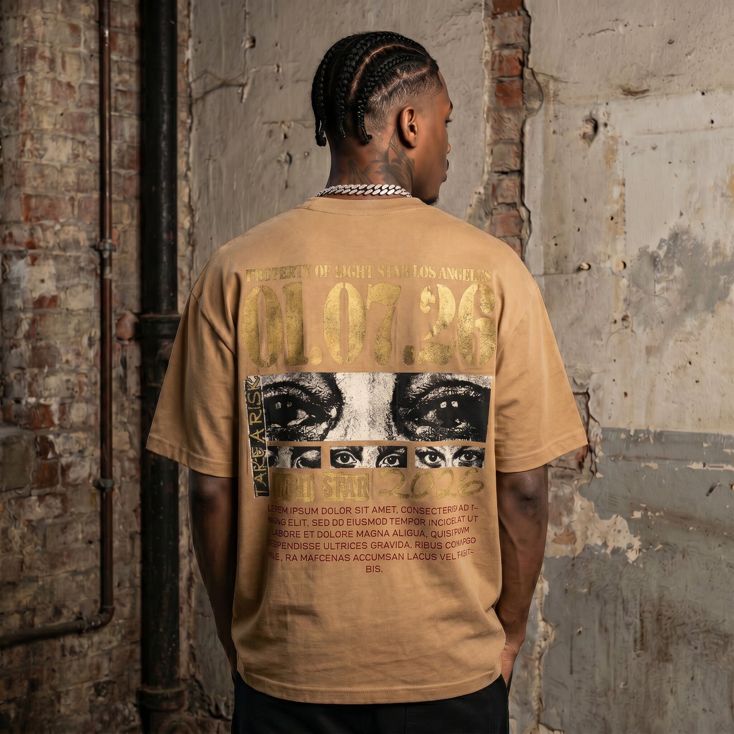 01.07.26 Eyes Heavy Tee Desert Sand back