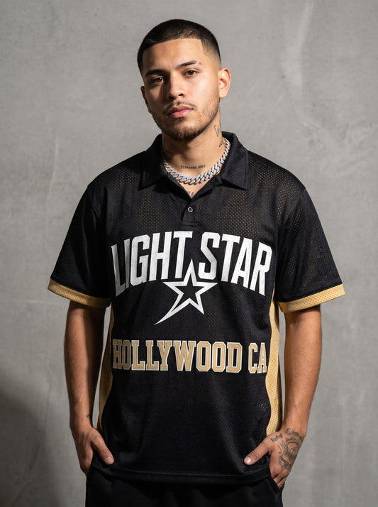 Hollywood Mesh Jersey Polo Black/Gold