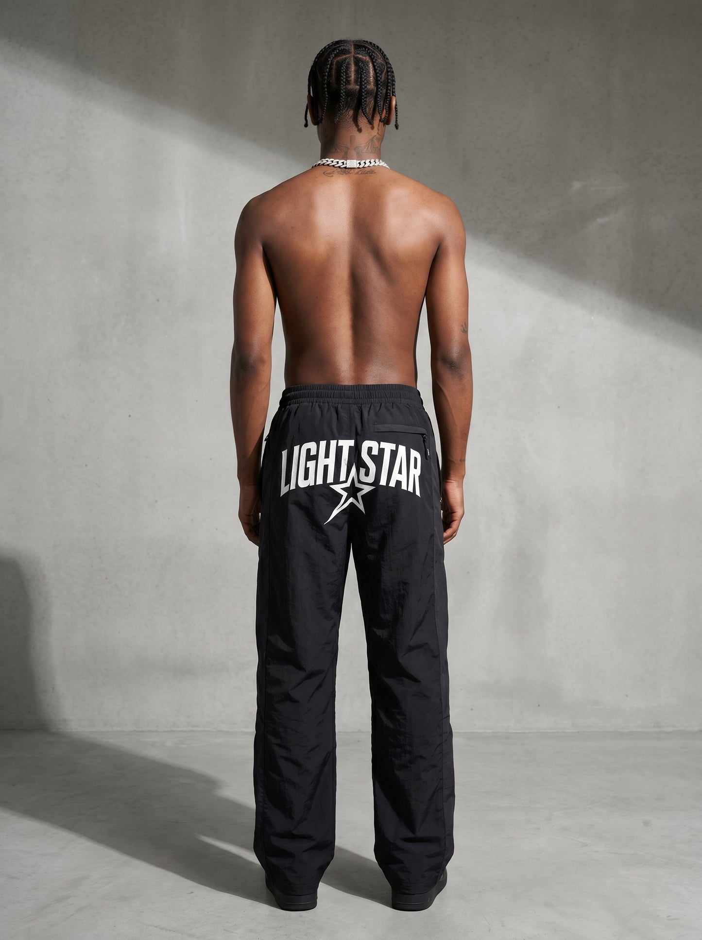 Contrast Panel Nylon Track Pant All Black