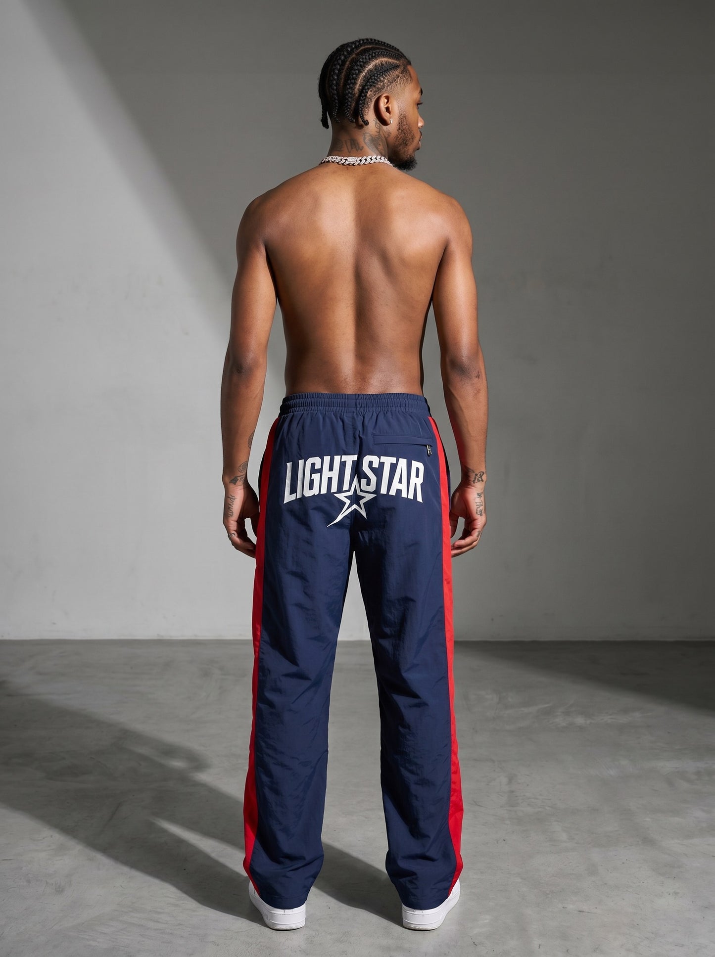 Contrast Panel Nylon Track Pant Navy/Red