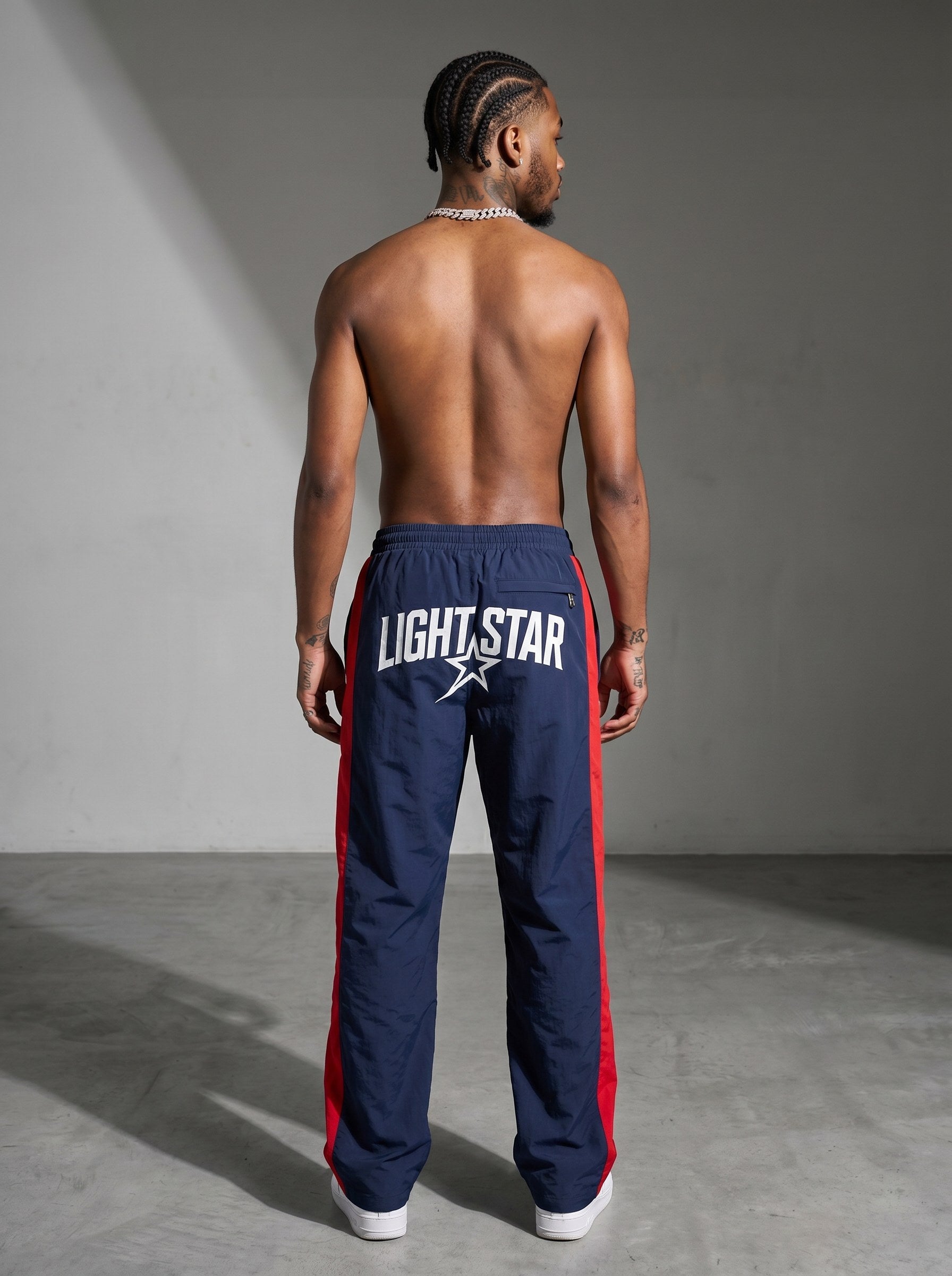 Contrast Panel Nylon Track Pant Navy/Red