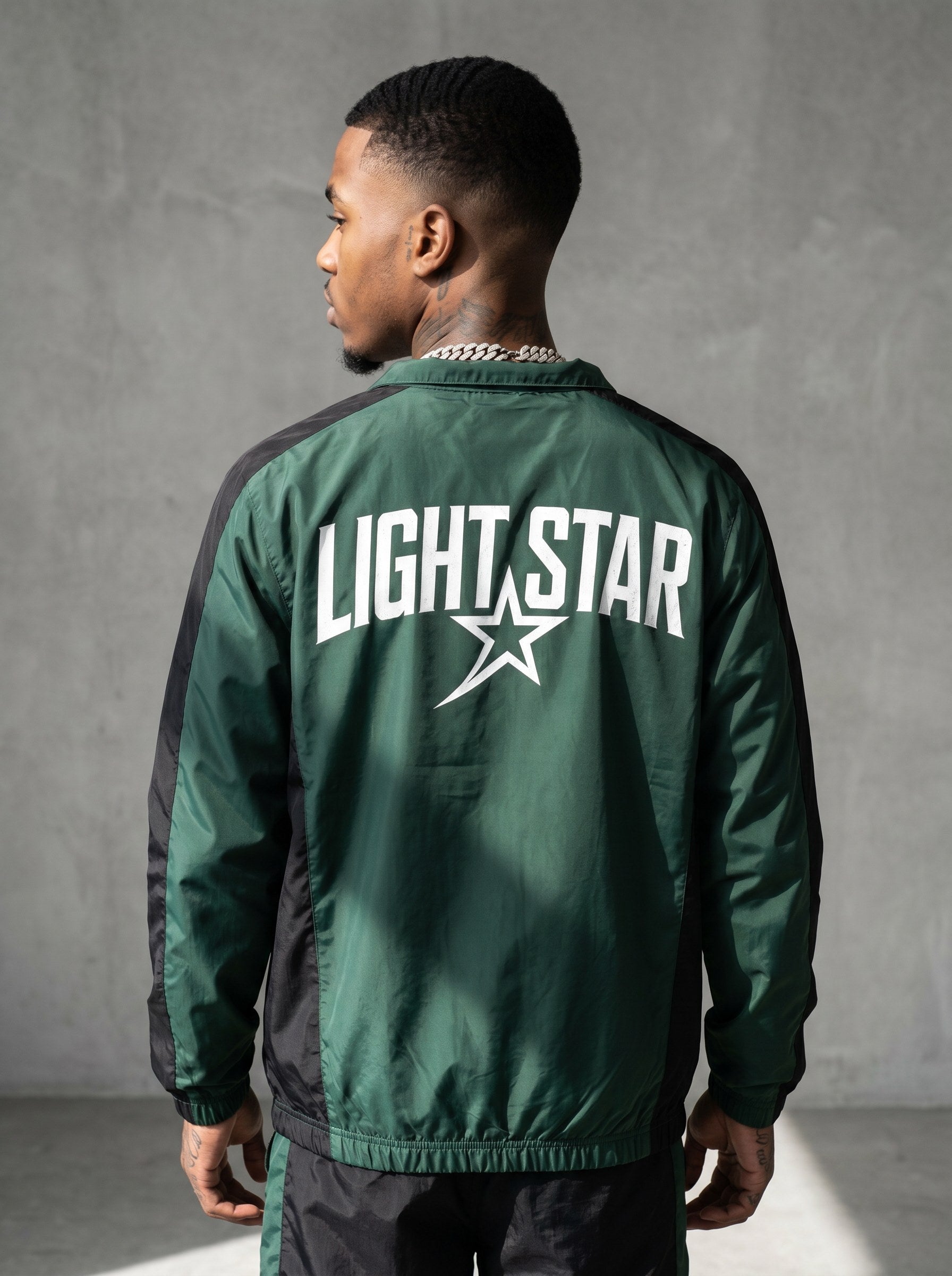 Contrast Panel Nylon Tracksuit Jacket Forest/Black