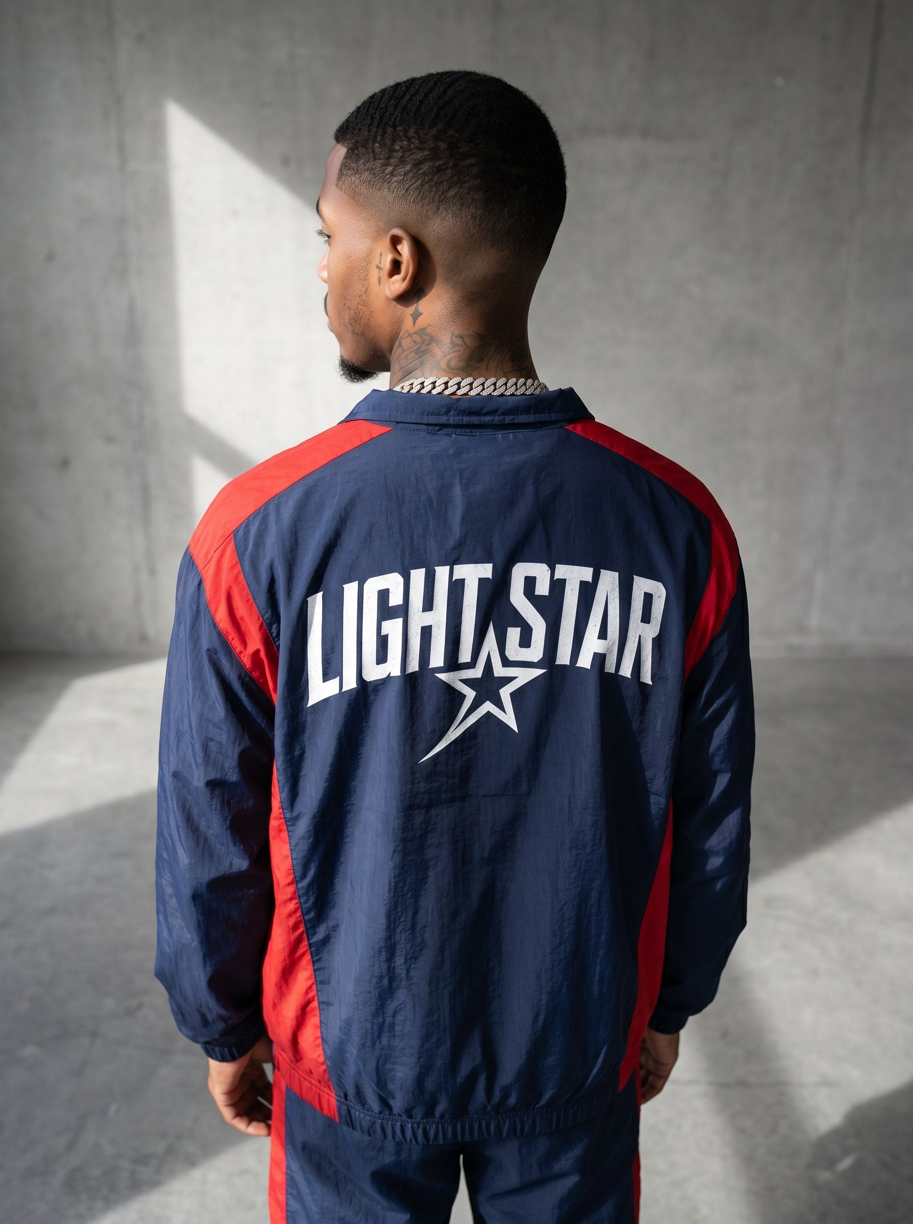 Contrast Panel Nylon Tracksuit Jacket Navy/Red