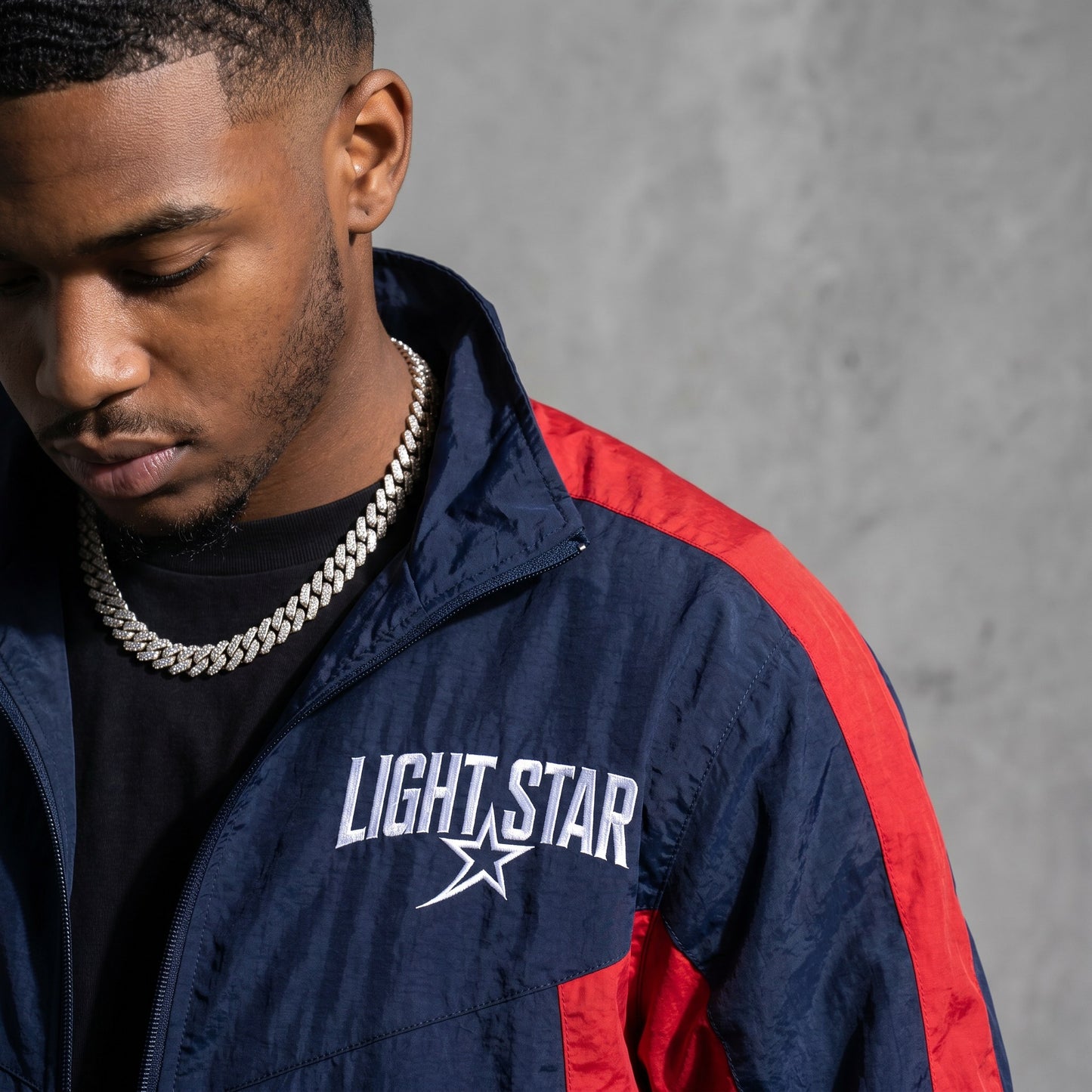 Contrast Panel Nylon Tracksuit Jacket Navy/Red